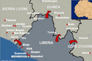Liberia is on the west coast of Africa